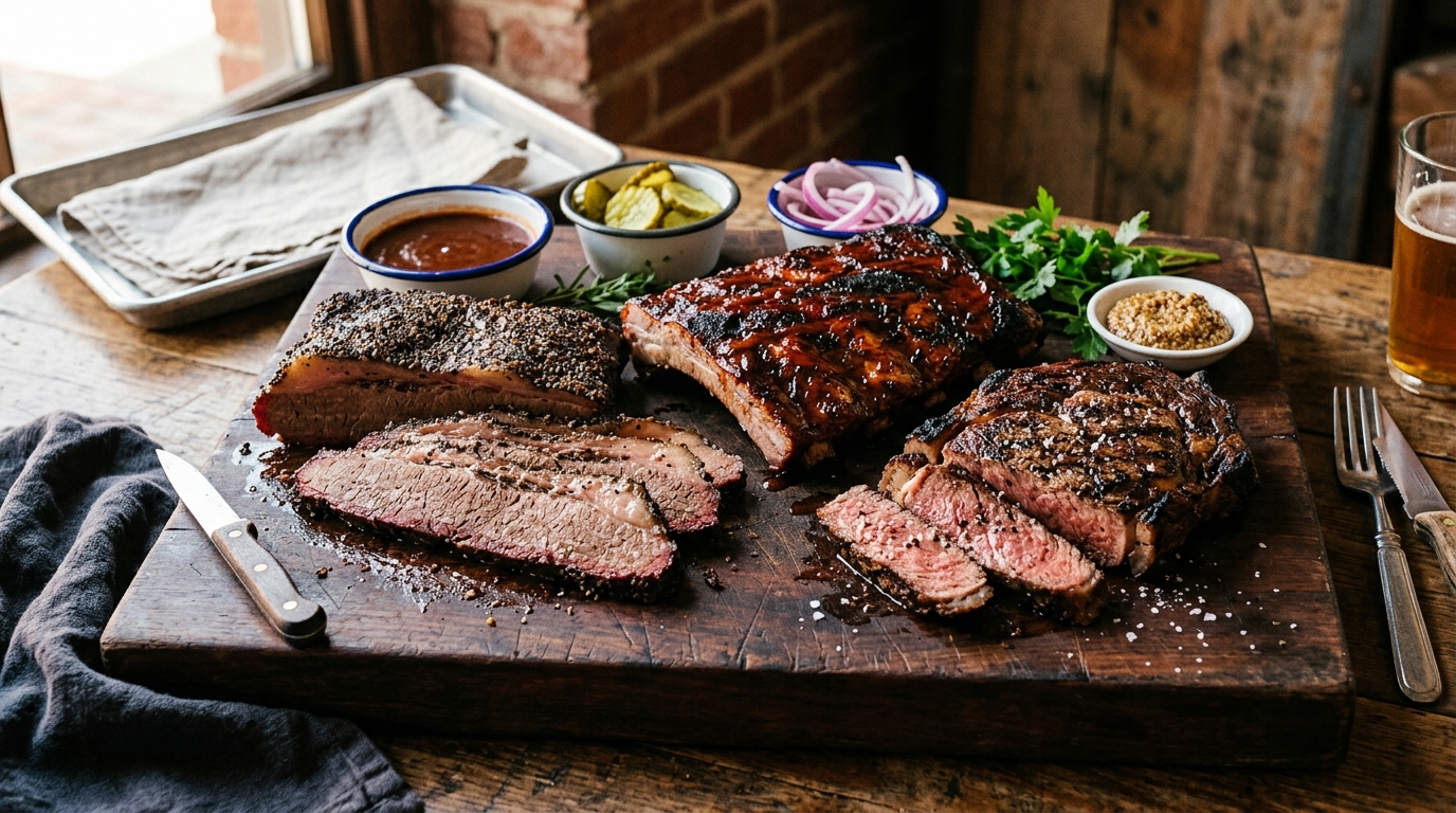 Texas smoked brisket and ribs barbecue feast guide